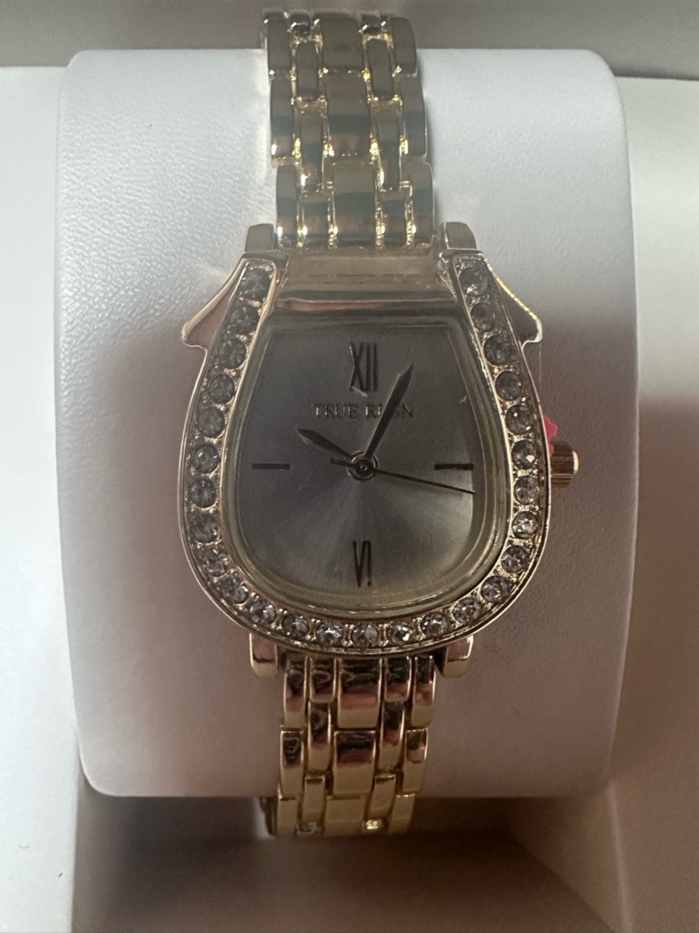 True Religion Gold Crystal Horseshoe Bracelet Watch